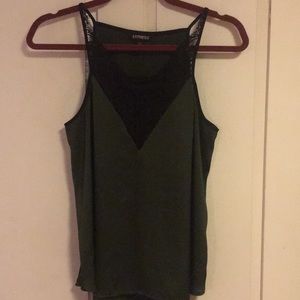 Silk express tank with lace detailing